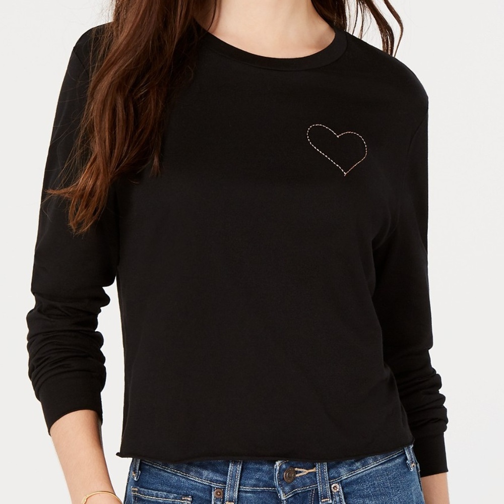 Carbon Copy Embroidered Heart Top
